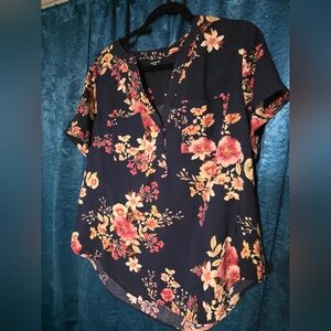 Torrid Harper Navy Floral Blouse